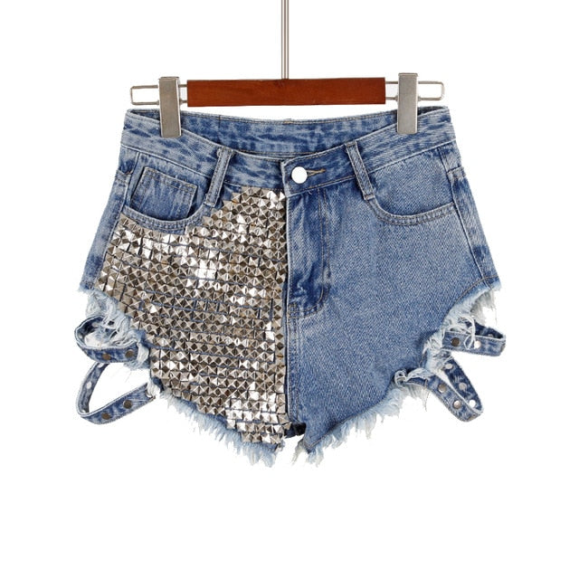 Drune | Rivet Denim Shorts Aushöhlen