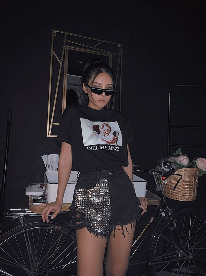 Drune | Rivet Denim Shorts Aushöhlen