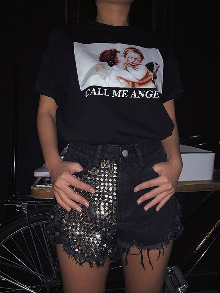 Drune | Rivet Denim Shorts Aushöhlen