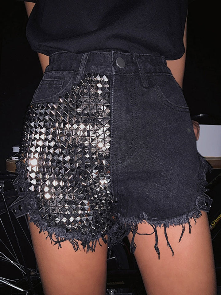 Drune | Rivet Denim Shorts Aushöhlen