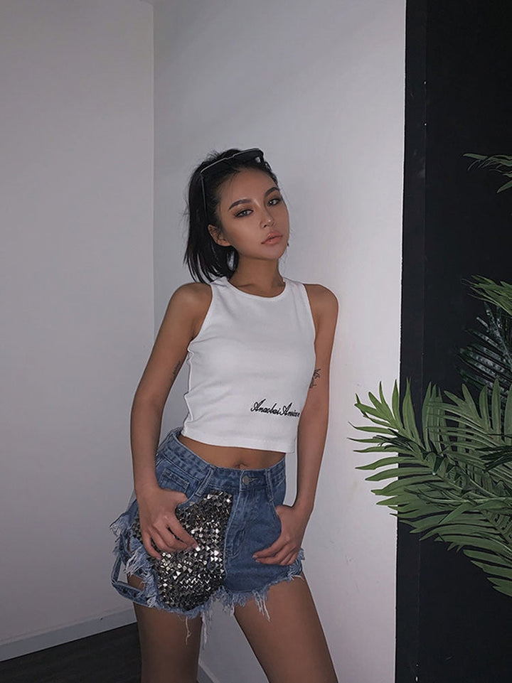 DruneRivet Denim Shorts Aushöhlen