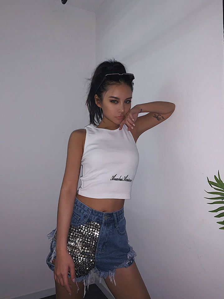 Drune | Rivet Denim Shorts Aushöhlen