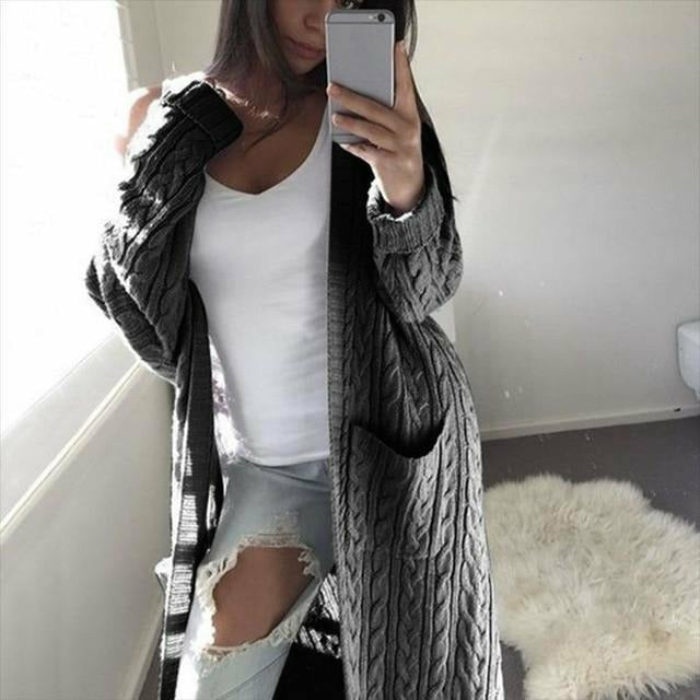 Drune | Warme Lange Strickjacke