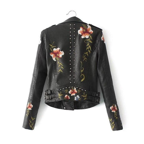 Drune | Geblümte Lederjacke