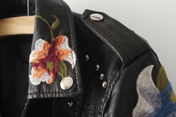 Drune | Geblümte Lederjacke