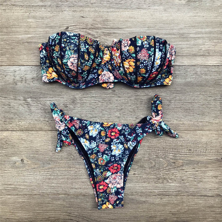 Drune | Bandeau Blumenmuster Bikini