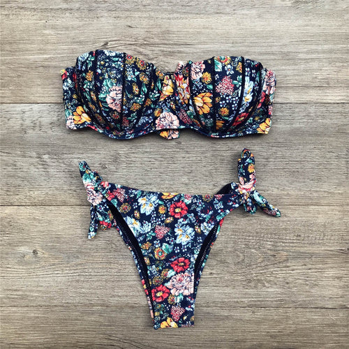 Drune | Bandeau Blumenmuster Bikini