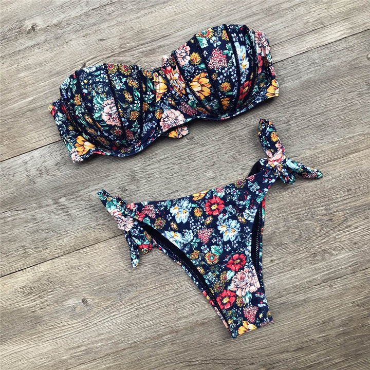 Drune | Bandeau Blumenmuster Bikini