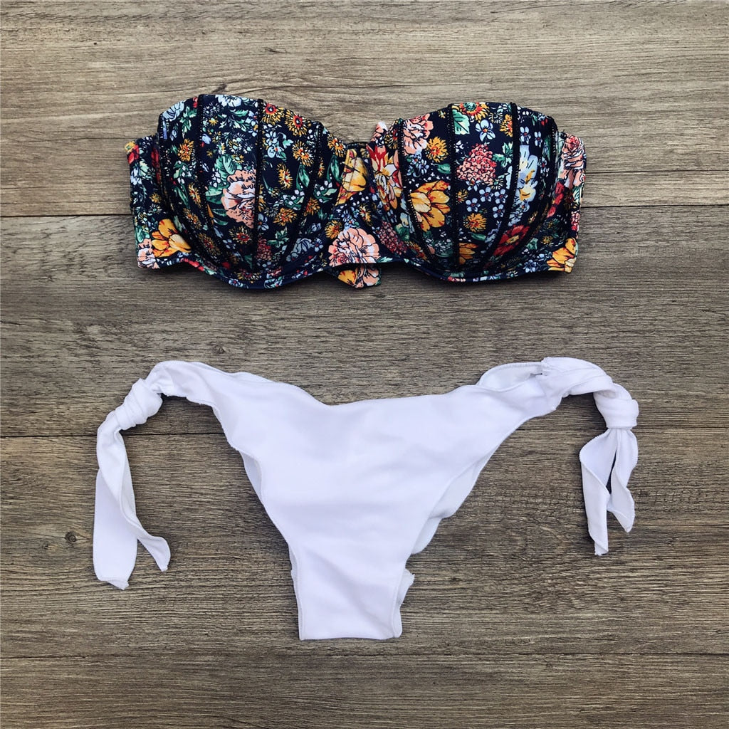 Drune | Bandeau Blumenmuster Bikini