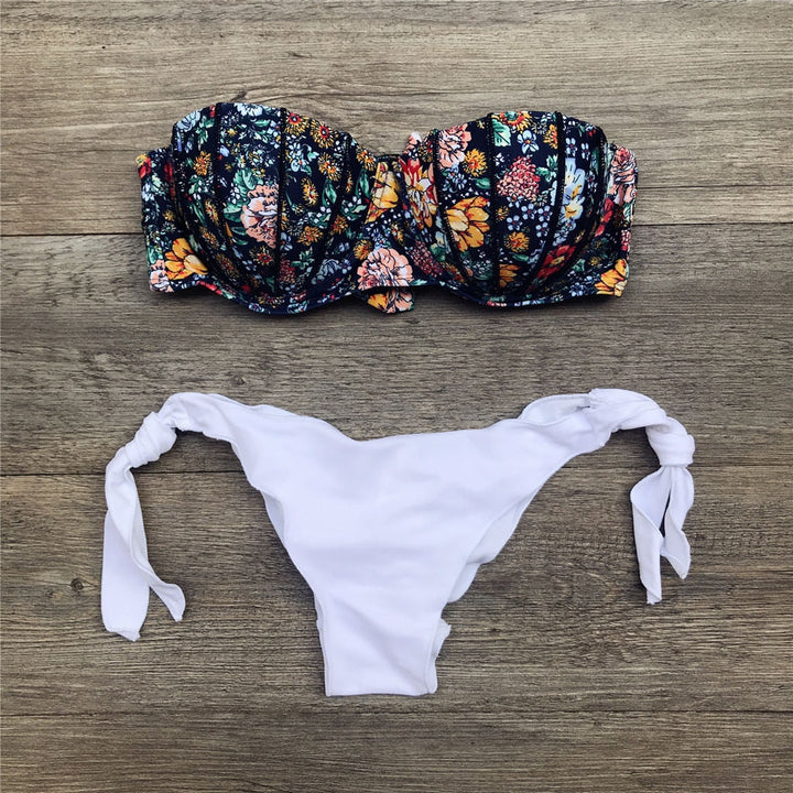 Drune | Bandeau Blumenmuster Bikini