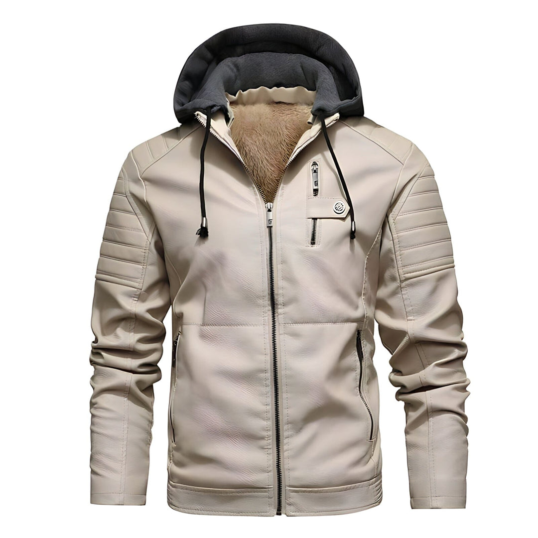Drune | Mountaineer Faux Leder Kapuzen Bikerjacke