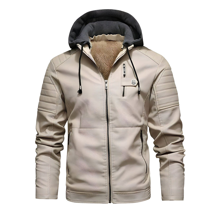 Drune | Mountaineer Faux Leder Kapuzen Bikerjacke