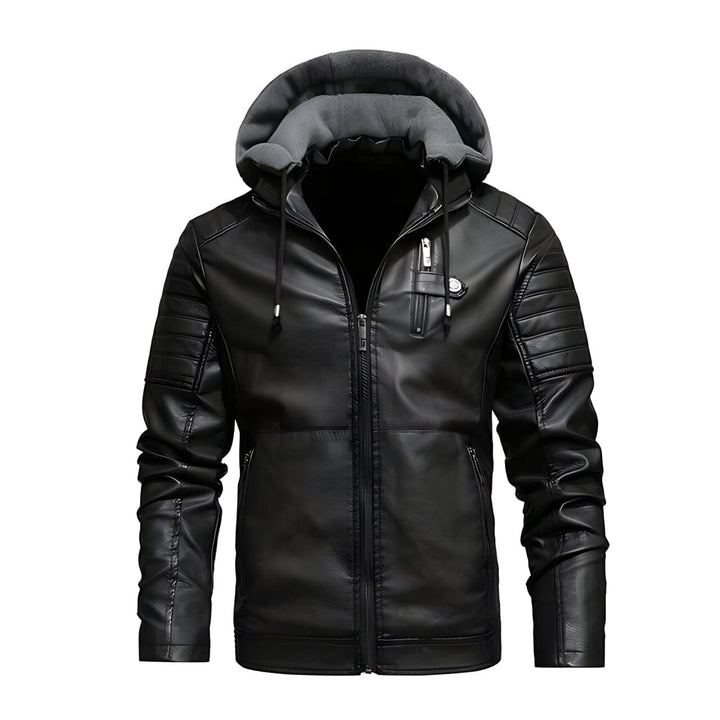 Drune | Mountaineer Faux Leder Kapuzen Bikerjacke