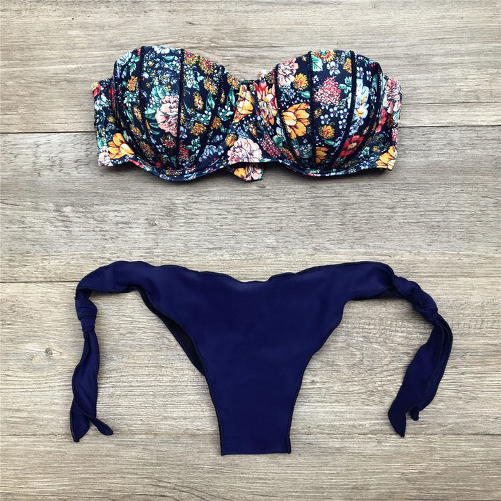 Drune | Bandeau Blumenmuster Bikini
