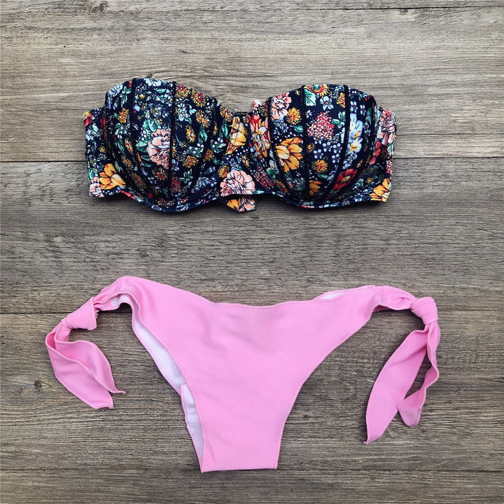 Drune | Bandeau Blumenmuster Bikini