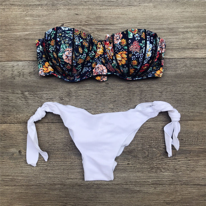 Drune | Bandeau Blumenmuster Bikini