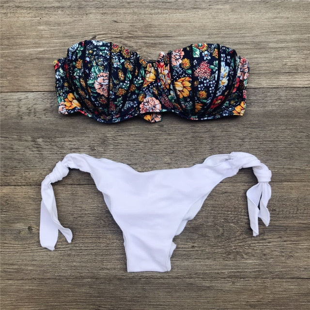 Drune | Bandeau Blumenmuster Bikini