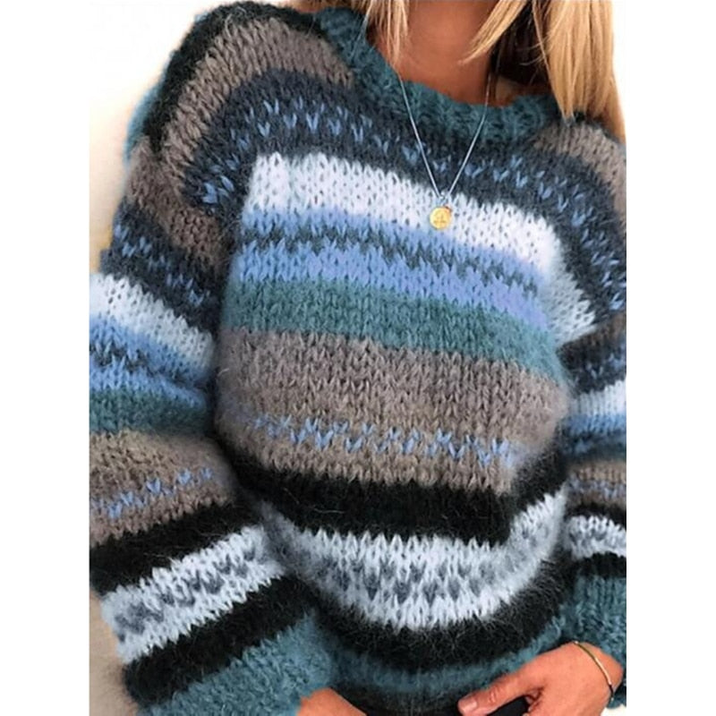Drune | Gemütlicher gestreifter Strickpullover
