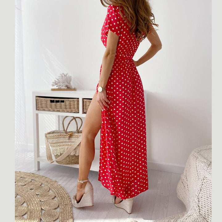 Drune | Kurzarm Wickelkleid mit Punkten