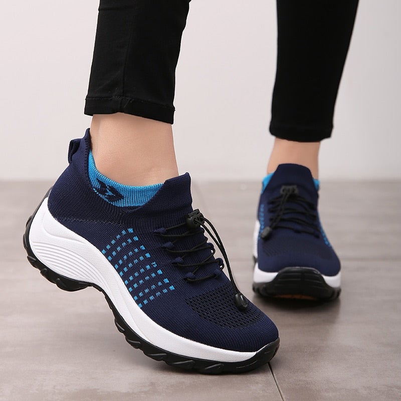 Drune | Atmungsaktive Slip on Sneakers Mit Verstellbaren Schnürsenkeln Für Damen