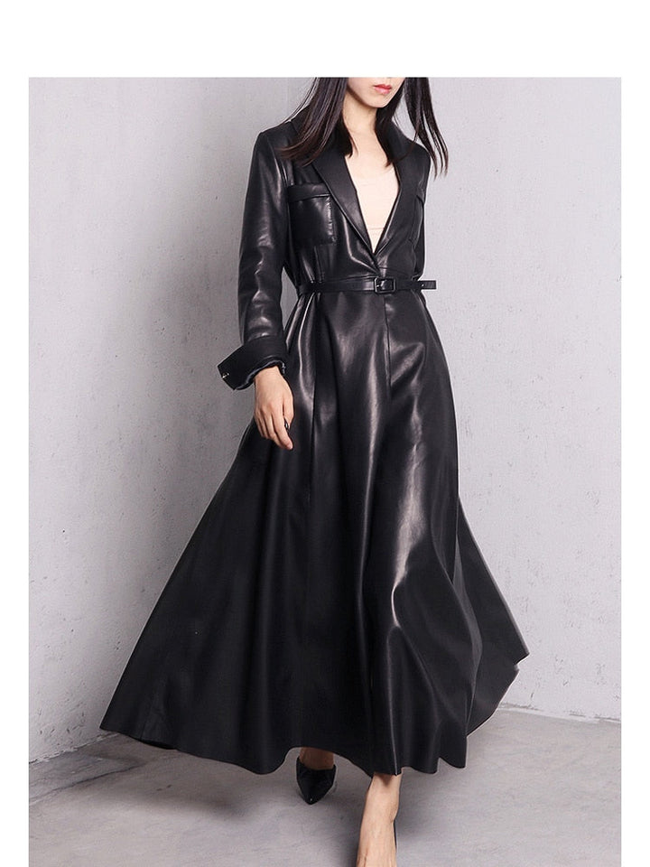 Drune | Maxi Leder Trenchcoat