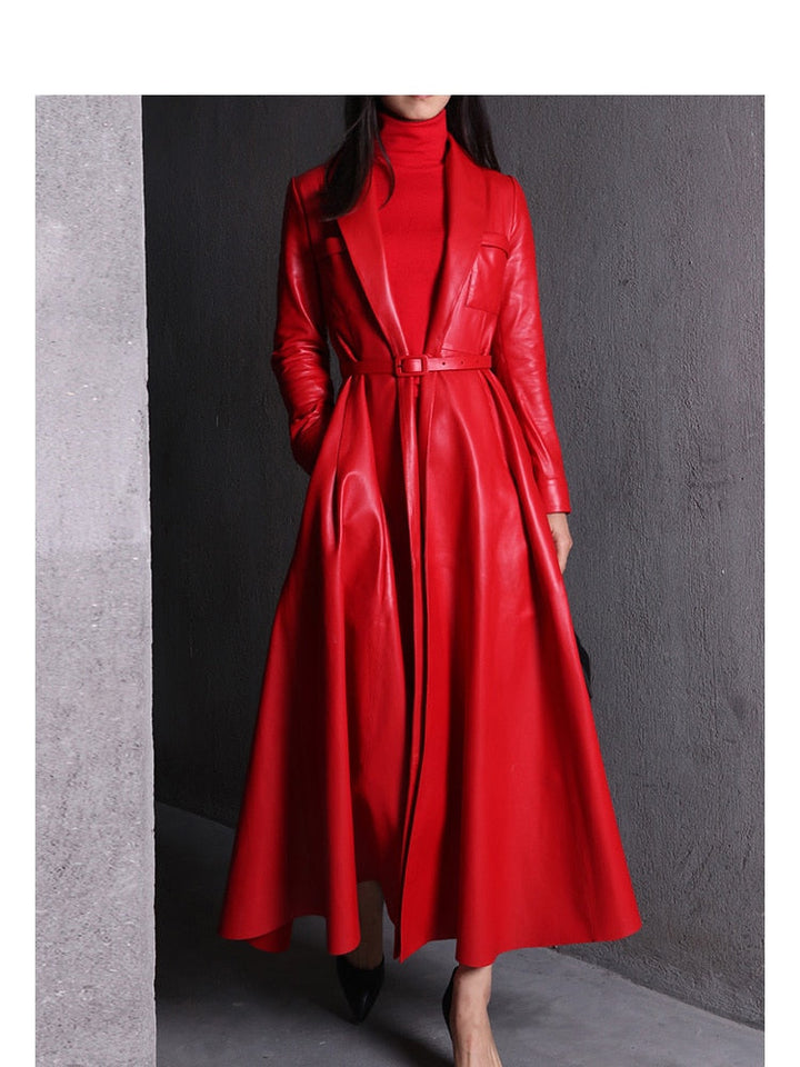 Drune | Maxi Leder Trenchcoat