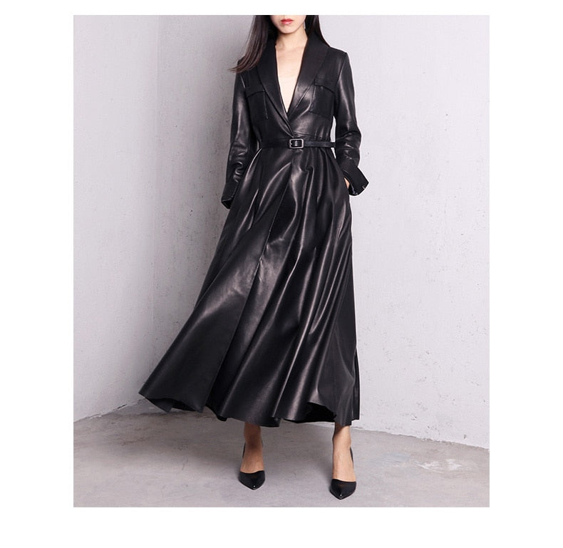 Drune | Maxi Leder Trenchcoat
