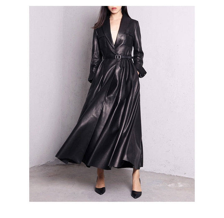 Drune | Maxi Leder Trenchcoat