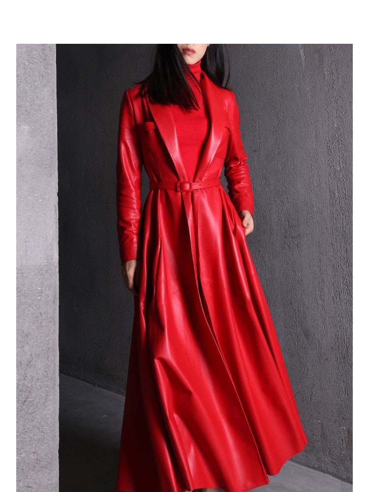 Drune | Maxi Leder Trenchcoat