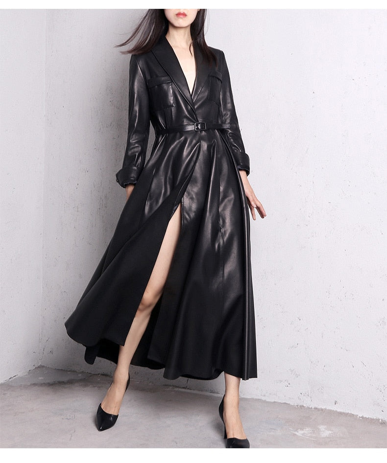 Drune | Maxi Leder Trenchcoat