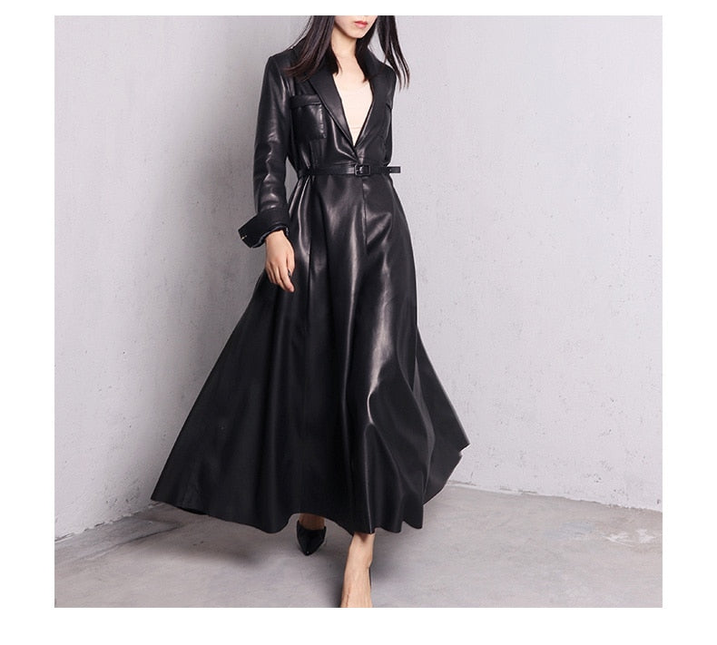 Drune | Maxi Leder Trenchcoat