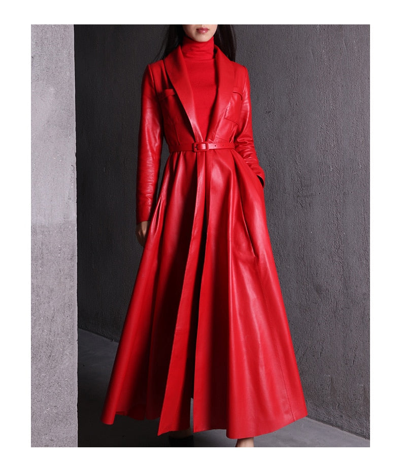 Drune | Maxi Leder Trenchcoat