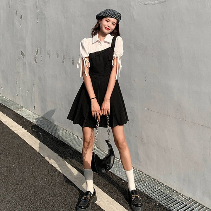 Drune | Faltendes 2-In-1 Mini-Kleid mit Gebundenen Ärmeln