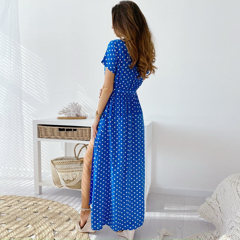 Drune | Kurzarm Wickelkleid mit Punkten