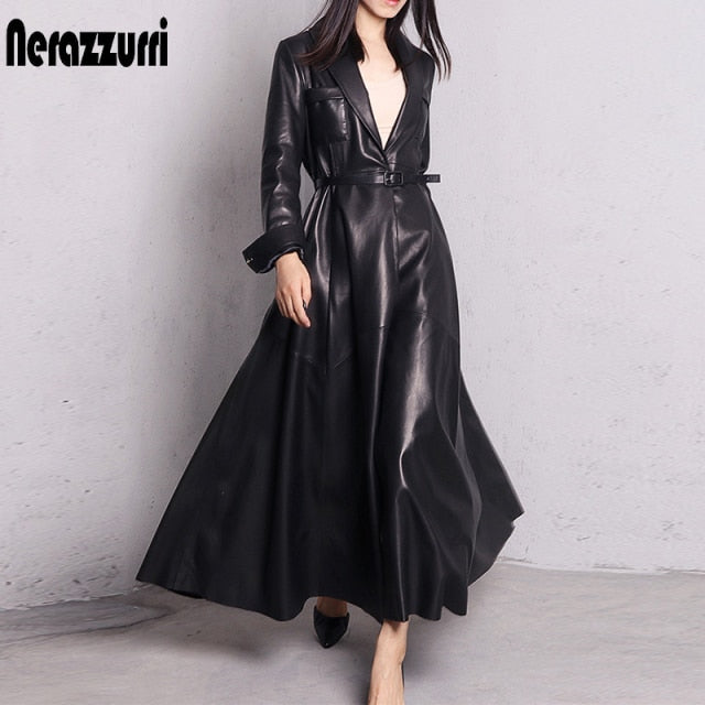 Drune | Maxi Leder Trenchcoat