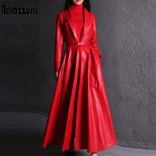 Drune | Maxi Leder Trenchcoat