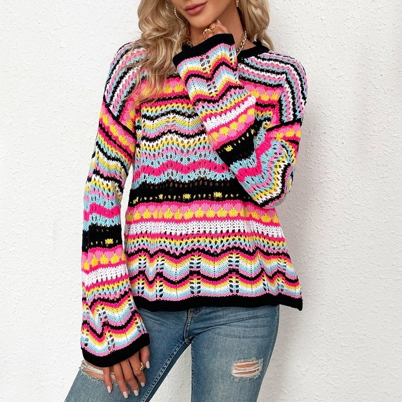 Drune | Buntgestreifter Strickpullover