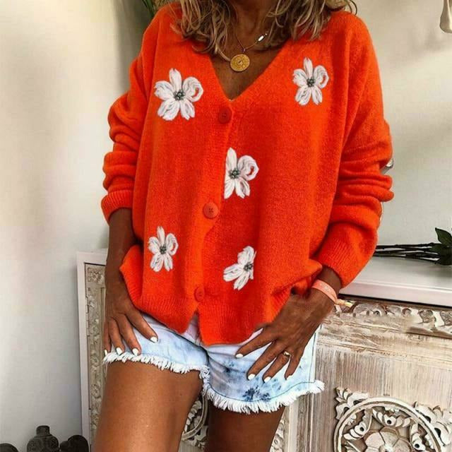Drune | Strickjacke mit Blumenstickerei