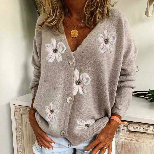 Drune | Strickjacke mit Blumenstickerei
