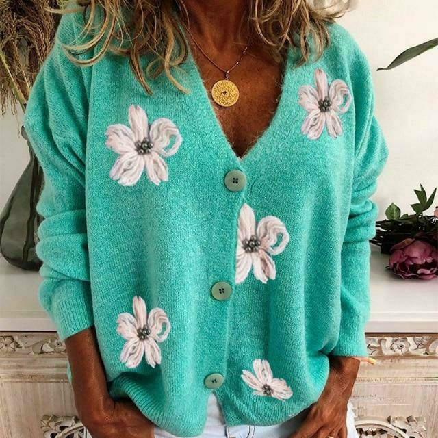 Drune | Strickjacke mit Blumenstickerei
