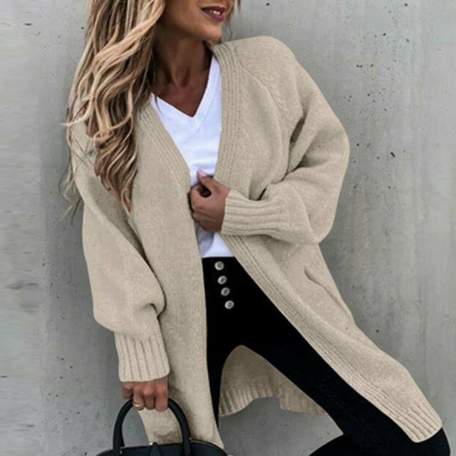 Drune | Langes, weiches Damenstrickjacke mit einer lässigen Passform