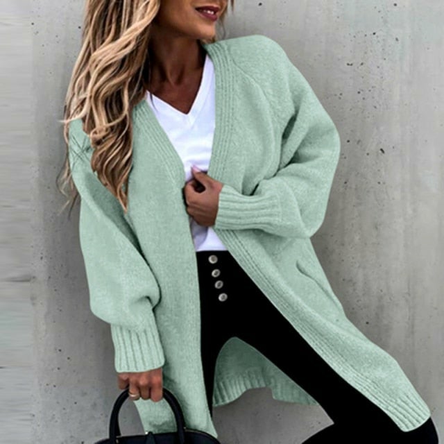 Drune | Langes, weiches Damenstrickjacke mit einer lässigen Passform