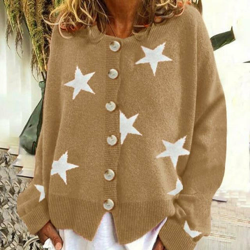 Drune | Cardigan mit Sternmuster Rundhals Weit und Bequem