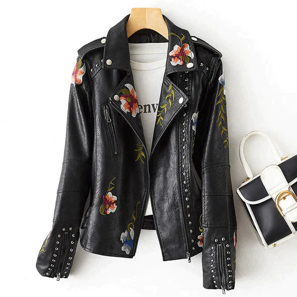 Drune | Lederjacke Geblümte