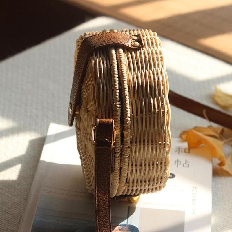 Drune | Handgewebte Rattan Bambus Seitentasche