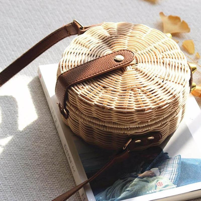 Drune | Handgewebte Rattan Bambus Seitentasche