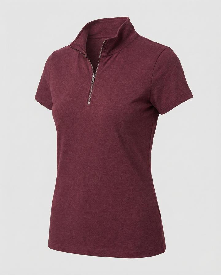 Damen Poloshirt mit kurzem Reißverschluss und figurbetontem Schnitt Drune