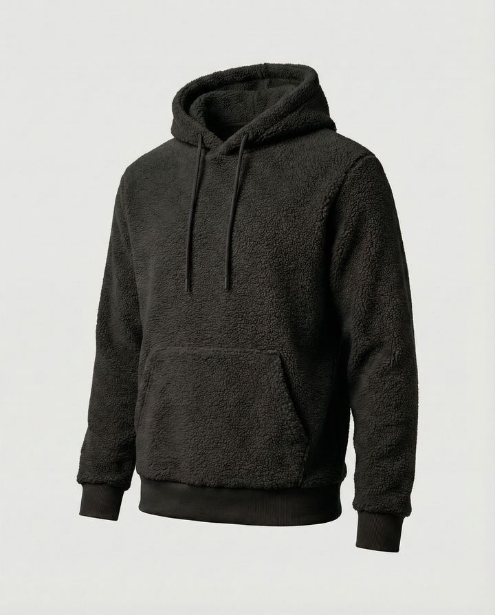 Herren Kuscheliger Teddy-Pullover mit Kapuze und elastischem Bund Drune