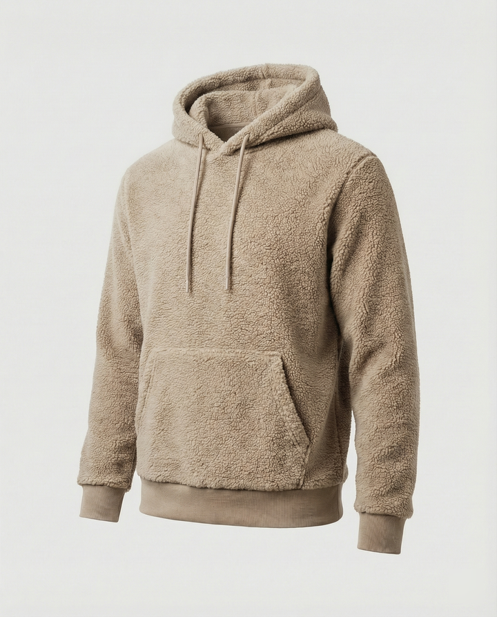 Herren Kuscheliger Teddy-Pullover mit Kapuze und elastischem Bund Drune