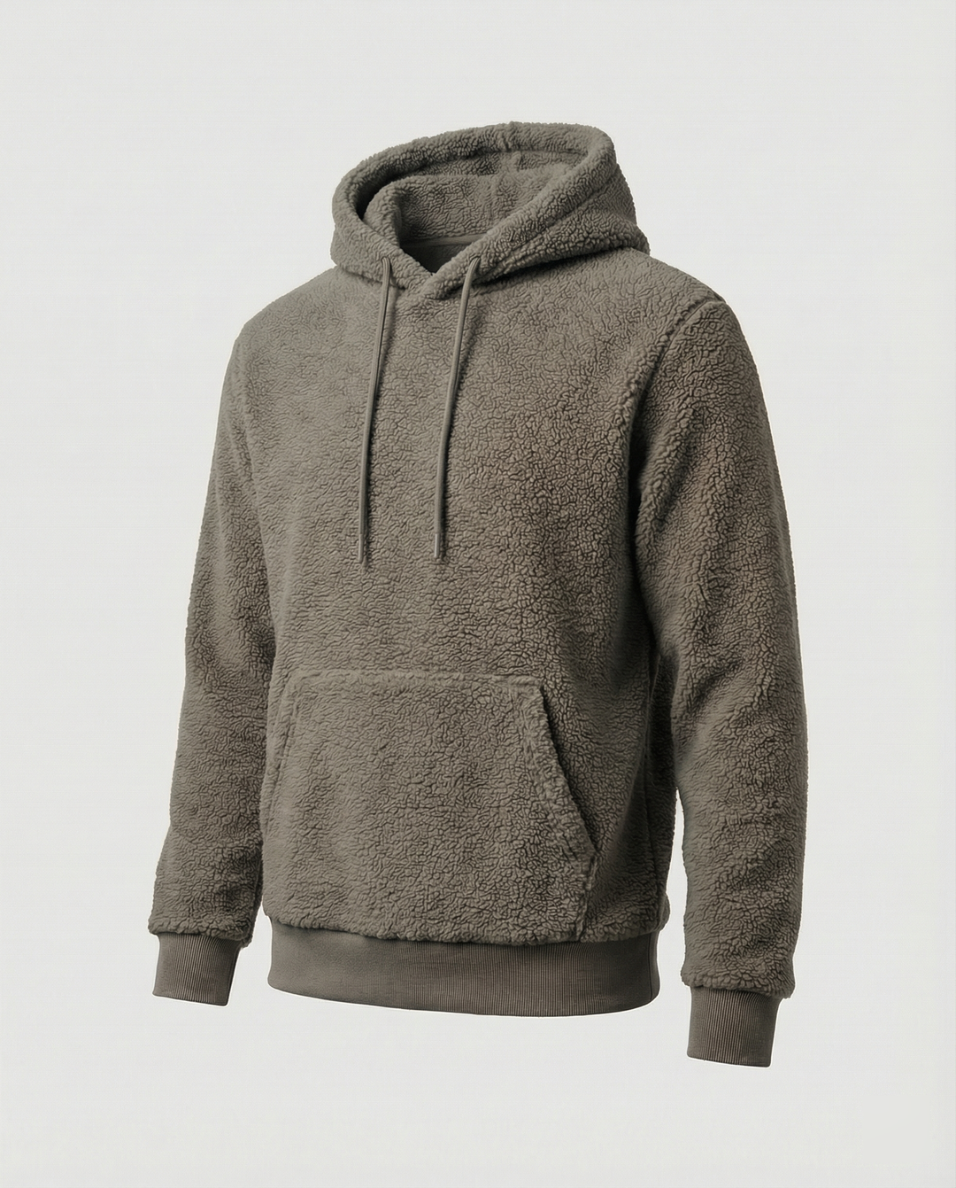 Herren Kuscheliger Teddy-Pullover mit Kapuze und elastischem Bund Drune